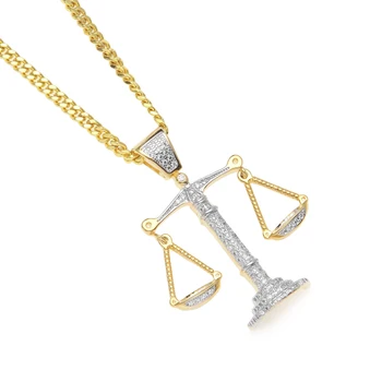 High Quality Hip Hop Unisex Plated Gold Zircon Exaggeration Creative Libra Pendant Necklace Gold Personality Necklace
High Quality Hip Hop Unisex Plated Gold Zircon Exaggeration Creative Libra Pendant Necklace Gold Personality Necklace
