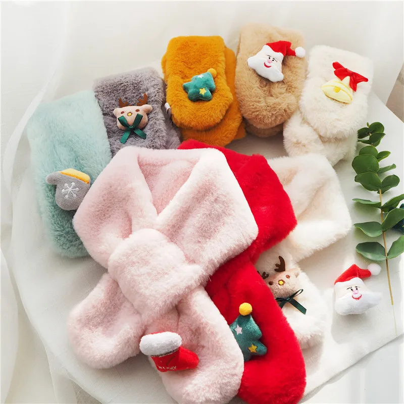 Christmas Fur Collar Warm Scarf Kids Winter Fashion Children Neck Scarves Faux Fur Scarf Shawls and Wraps WD06 (3)