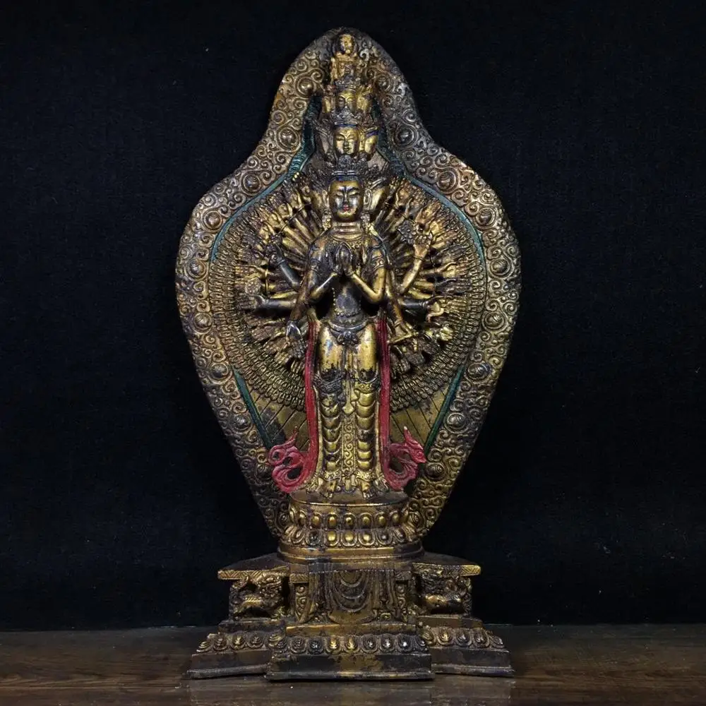 15" Tibet Buddhism bronze painted 1000 arms Guanyin statue Avalokitasvara Buddha statue Avalokiteśvara Save the suffering
15" Tibet Buddhism bronze painted 1000 arms Guanyin statue Avalokitasvara Buddha statue Avalokiteśvara Save the suffering