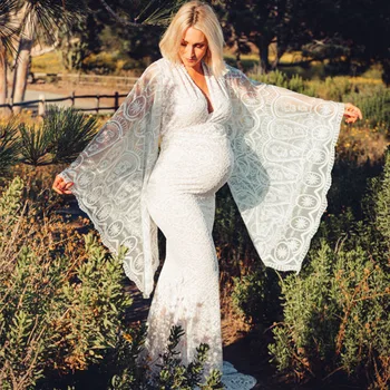 Summer Pregnant Dress Women Sexy V-neck Long Maxi Maternity Trumpet Sleeve Lace Dress Gown Photography Prop See Through Dress
Summer Pregnant Dress Women Sexy V-neck Long Maxi Maternity Trumpet Sleeve Lace Dress Gown Photography Prop See Through Dress