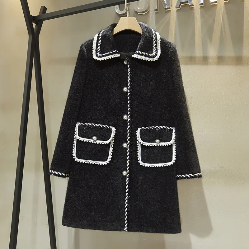 New arrival women's warm coat 2019 Autumn winter high quality pearls beading overcoat B256
New arrival women's warm coat 2019 Autumn winter high quality pearls beading overcoat B256