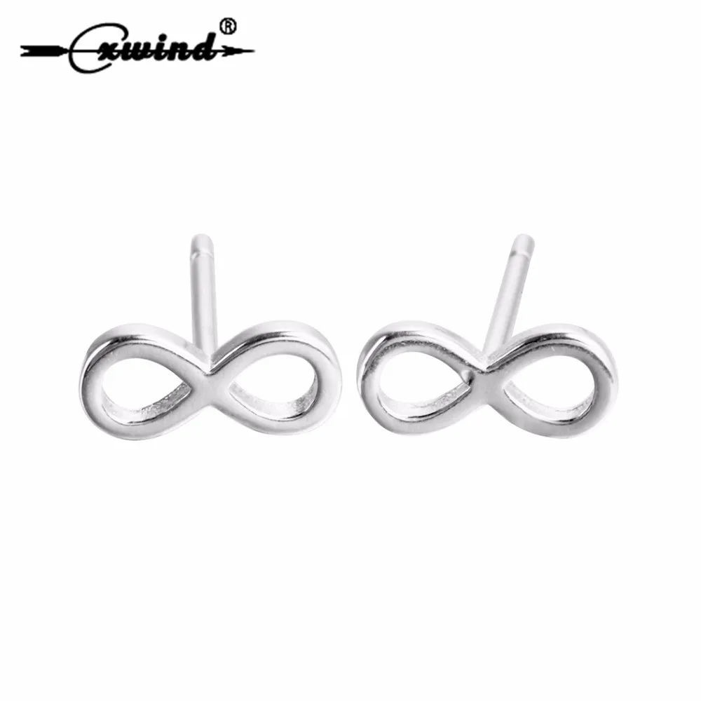 Женские серьги-гвоздики Cxwind Luckly Infinity Symbol 8 подарок для девушек ювелирные
