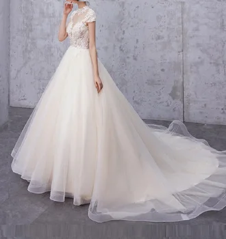 Women's high neck short sleeve wedding dress plus size ball gown bridal dress princess wedding gown US2-US26W custom made
Women's high neck short sleeve wedding dress plus size ball gown bridal dress princess wedding gown US2-US26W custom made