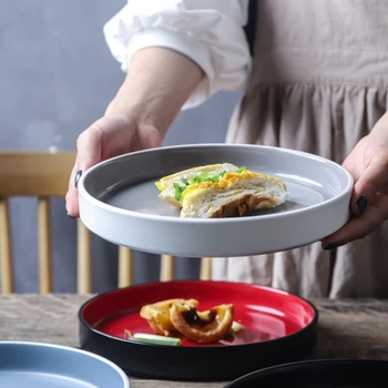 Nordic Ceramic Straight Side Flat Bottom Salad Bowl Ramen Fruit Plate Household Round Main Course Dessert Plate Hotel Tableware 
Nordic Ceramic Straight Side Flat Bottom Salad Bowl Ramen Fruit Plate Household Round Main Course Dessert Plate Hotel Tableware
