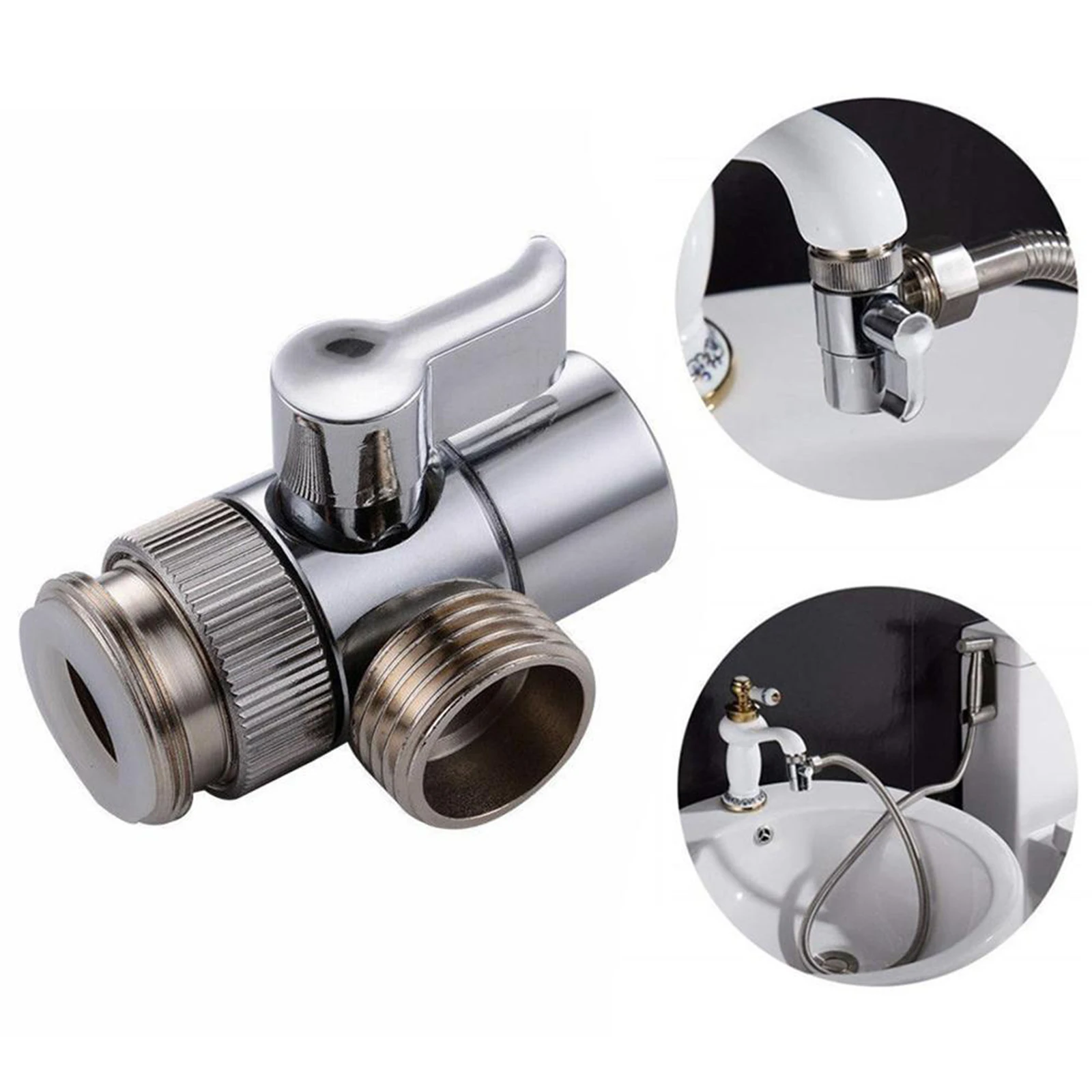2-in-1 Brass Bidet Shower Head Diverter Valve Faucet Tools Tap T-Adapters 2-in-1 Brass Bidet Shower Head Diverter Valve Faucet Tools Tap T-Adapters