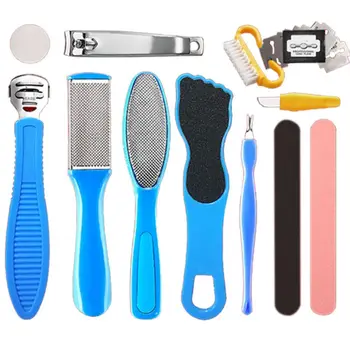 12 In 1 Pedicure Kit Stainless Steel Foot File Rasp Callus Remover Nail Clipper Dead Skin Cleaning Tools Set Home Travel Salon