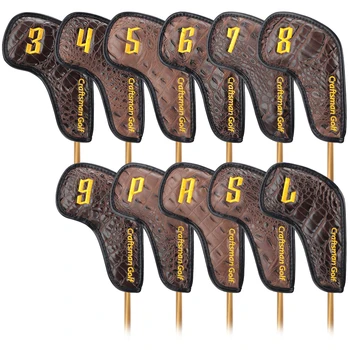 Craftsman Golf Iron Head Covers Fit Both RH and LH Crocodile Grain Leather Magnet Closure Golf Head Protector Brown 11pcs 
Craftsman Golf Iron Head Covers Fit Both RH and LH Crocodile Grain Leather Magnet Closure Golf Head Protector Brown 11pcs