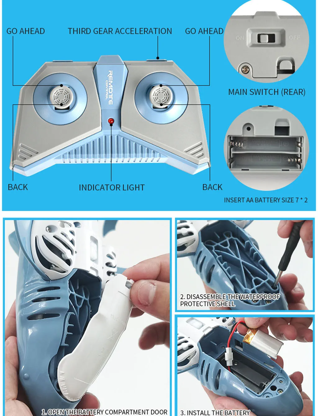 Apparel - Radio Remote Control Toys Electronic Shark Fish Boat Durable 4 Channel Underwater Toy
