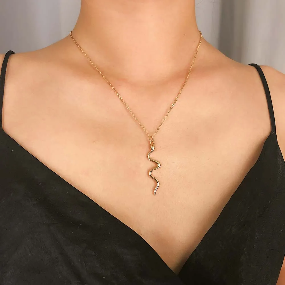 Тонкая цепочка ожерелье с медальоном в виде змеи для женщин панк ключица чокер