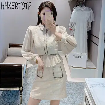2020 spring Temperament Retro Fragrant Chiffon Splicing Lantern Sleeve shirt +Skirt Two-Piece sets
2020 spring Temperament Retro Fragrant Chiffon Splicing Lantern Sleeve shirt +Skirt Two-Piece sets