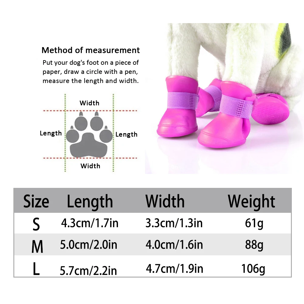 4 Pieces/sets of cute Dog heel Cute universal dog rain boots, non-slip, rubber material | DogsMall-International