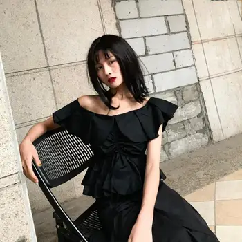 2020 Women Summer New Street Style Black Shirts Casual Slim A Word Shoulder Ruffles Off Shoulder Sleeve Tops Fashion Tide
2020 Women Summer New Street Style Black Shirts Casual Slim A Word Shoulder Ruffles Off Shoulder Sleeve Tops Fashion Tide
