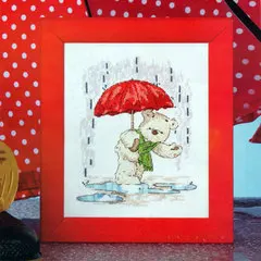 TT T Precision print cross stitch Set European magazine crazy110-4 rain bear 
TT T Precision print cross stitch Set European magazine crazy110-4 rain bear