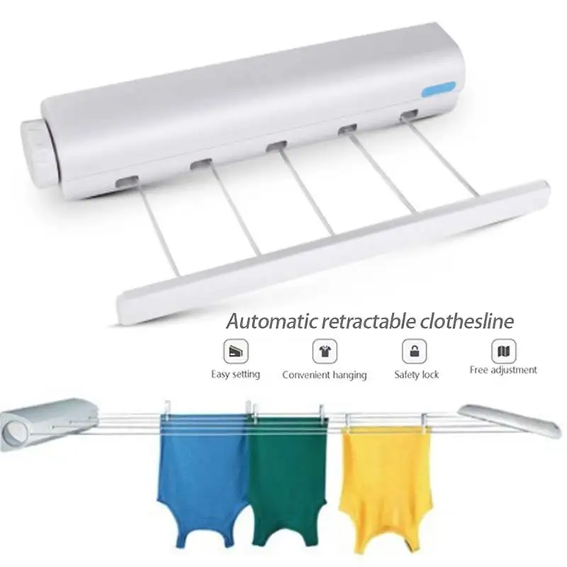Spring automatic retractable four-wire/five-wire clothesline with hook towel rack durable drying rack portable clothesline rack
Spring automatic retractable four-wire/five-wire clothesline with hook towel rack durable drying rack portable clothesline rack