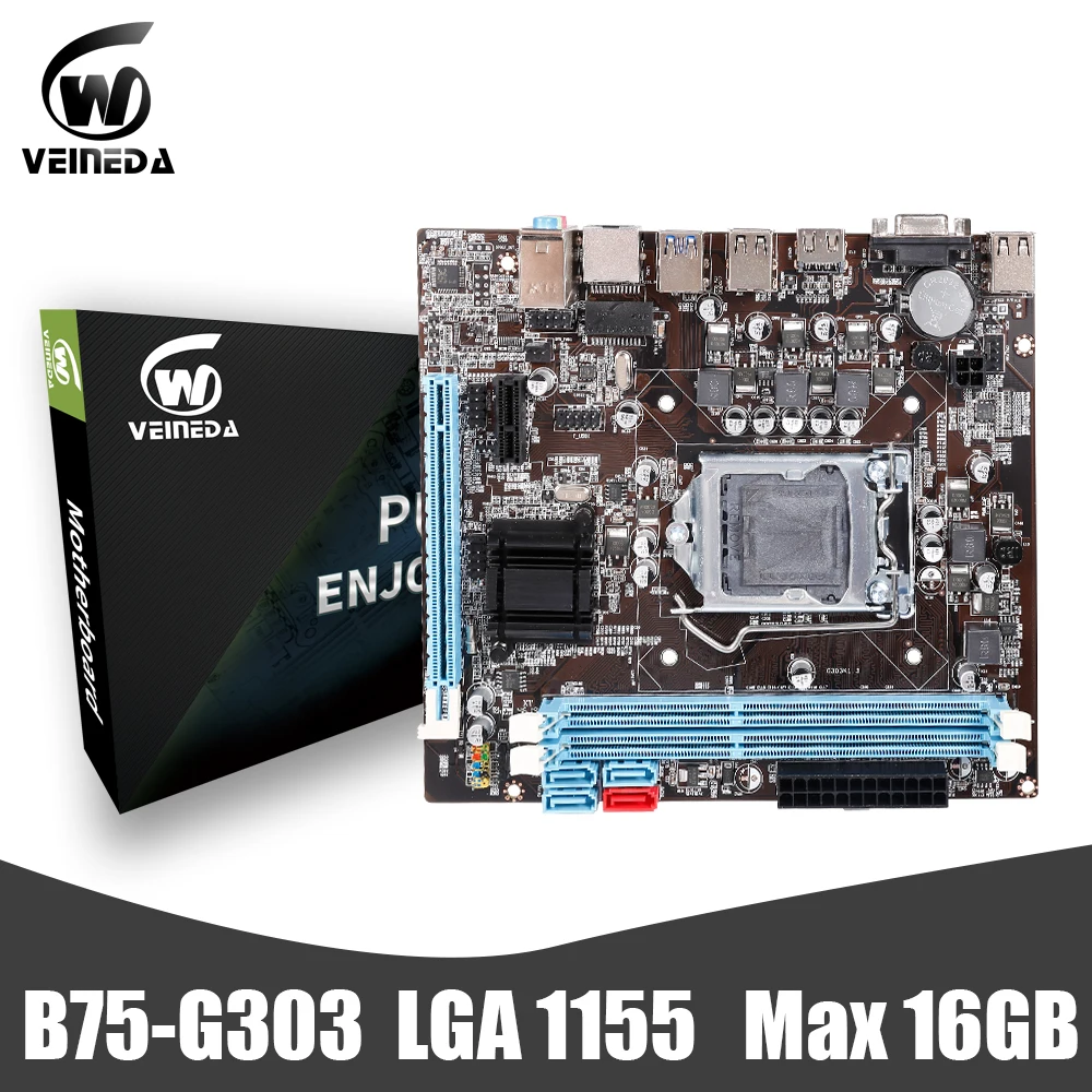 Фото VEINEDA B75 Motherboard LGA 1155 Dual channel 16G DDR3 Memory USB 3.0 Computer Mainboard for Inter LGA1155 I3 I5 I7 Xeon | Компьютеры и