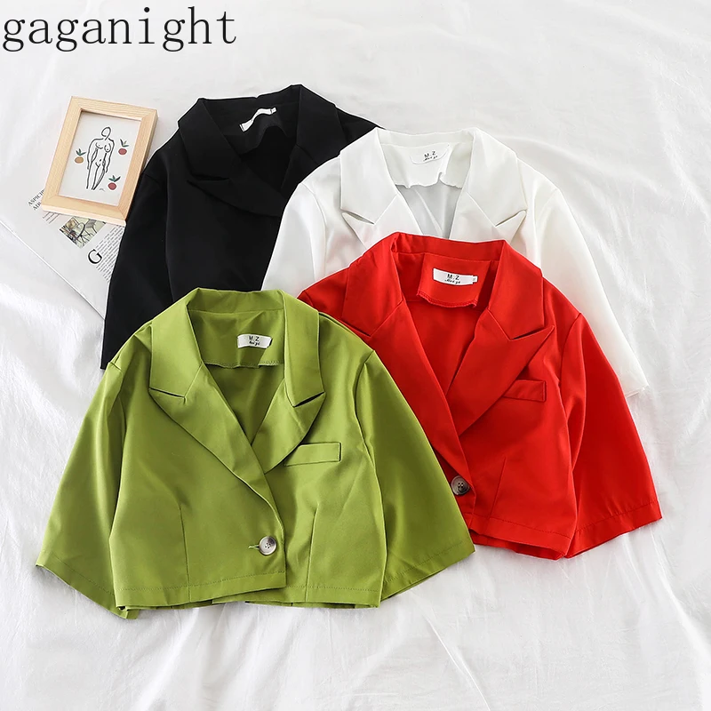 Gaganight Solid Short Sleeves Coat Women Causal Loose Turn Down Collar Single Button Short Jacket Ladies Fashion Korea Outwear
Gaganight Solid Short Sleeves Coat Women Causal Loose Turn Down Collar Single Button Short Jacket Ladies Fashion Korea Outwear