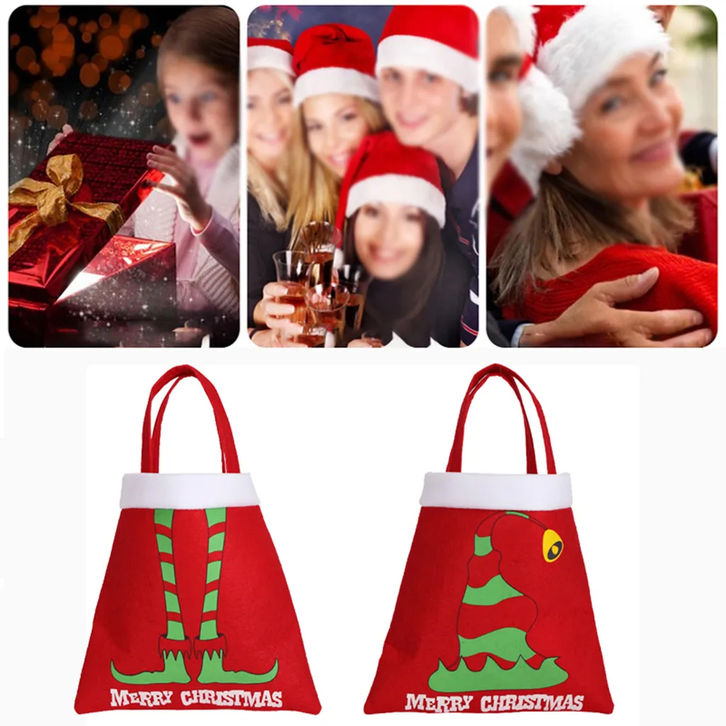 2020 christmas printed red candy gift tote bag xmas tree home