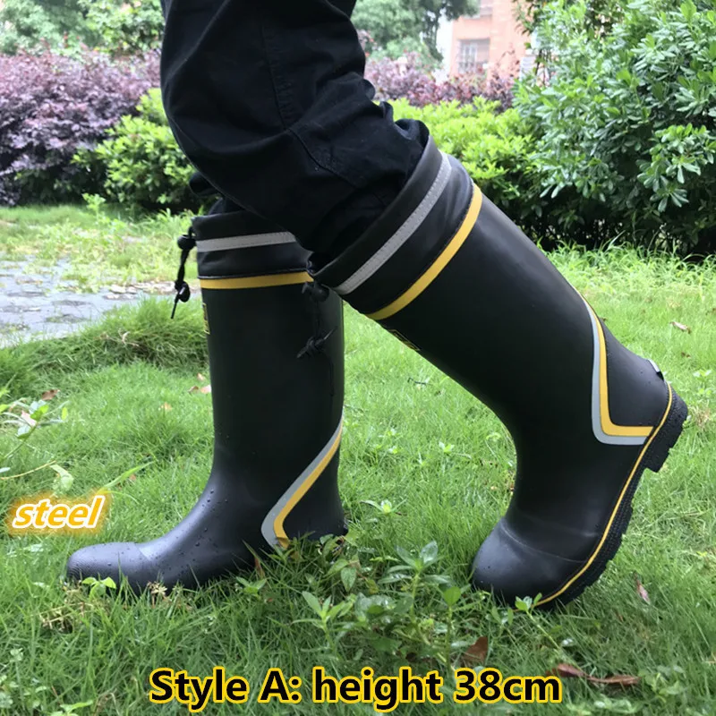 Steel Toe Anti-puncture Rubber Waterproof Boots Safety Non-slip Rain Water Shoes Men Aqua Wader Fishing Garden Car Wash Farm Mud | Спорт и