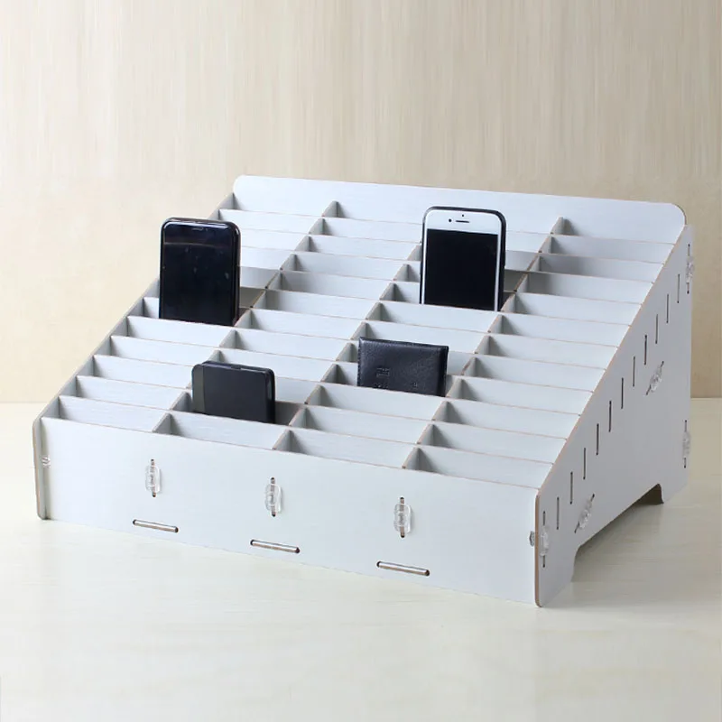 Wooden mobile phone management storage box creative desktop office meeting finishing grid multi cell phone rack shop display
Wooden mobile phone management storage box creative desktop office meeting finishing grid multi cell phone rack shop display