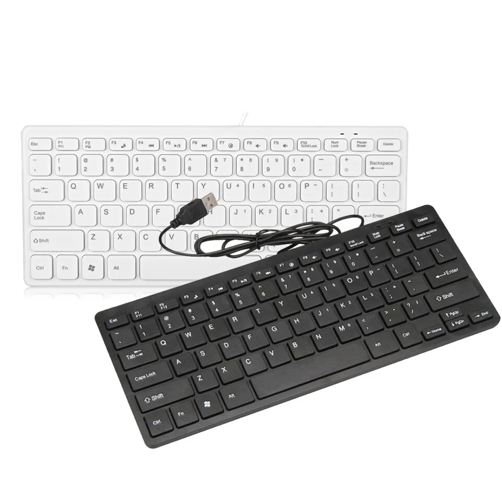 

Black/White Keyboards Gaming White Super Slim USB 2.0 Mini Multimedia Wired Keyboard 78 Keys For Notebook PC