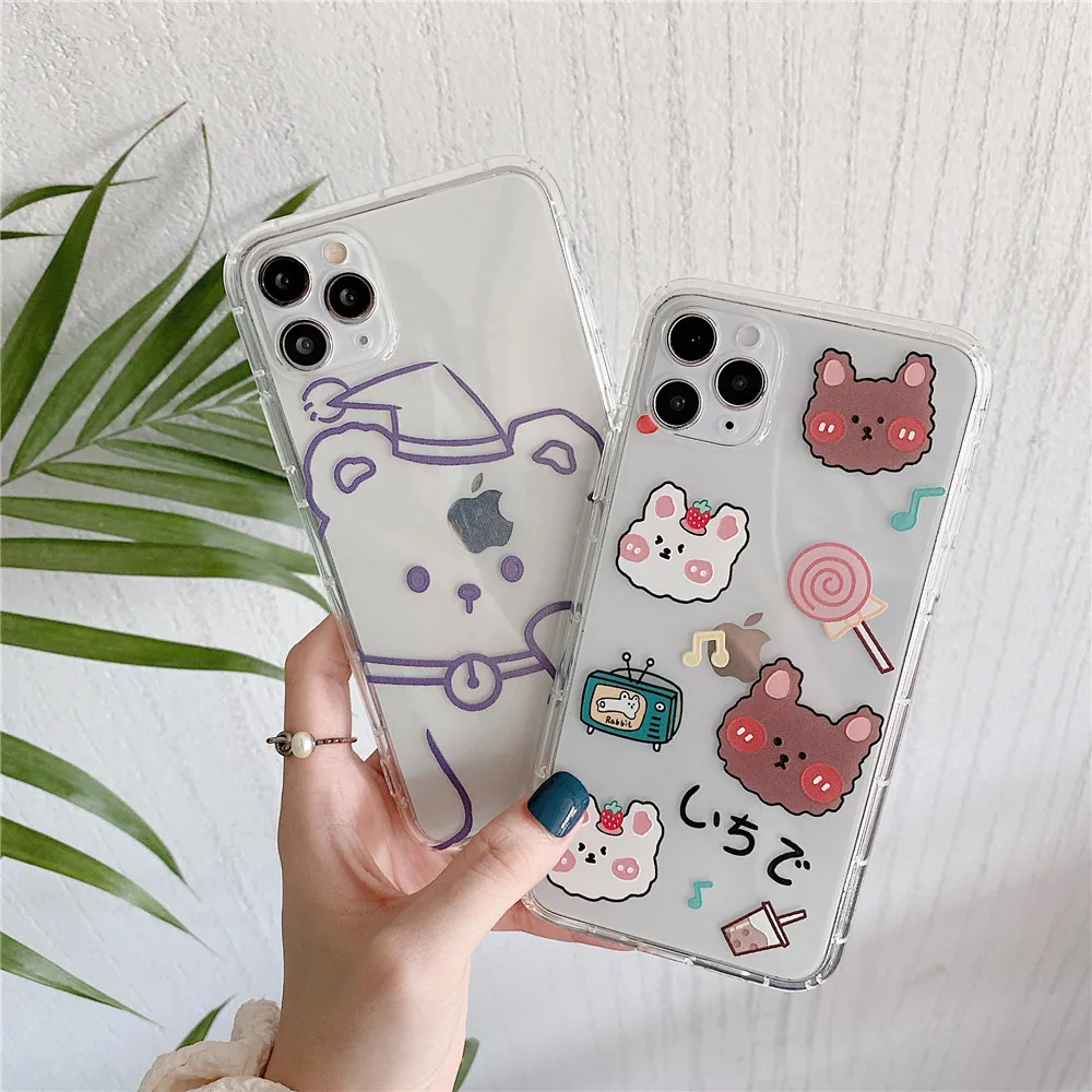 Soft Clear Camera protective Phone Cases For iphone 11ProMAX SE X XS Max XR Case Cartoon bear Transparent Silicon Back Cover
Soft Clear Camera protective Phone Cases For iphone 11ProMAX SE X XS Max XR Case Cartoon bear Transparent Silicon Back Cover