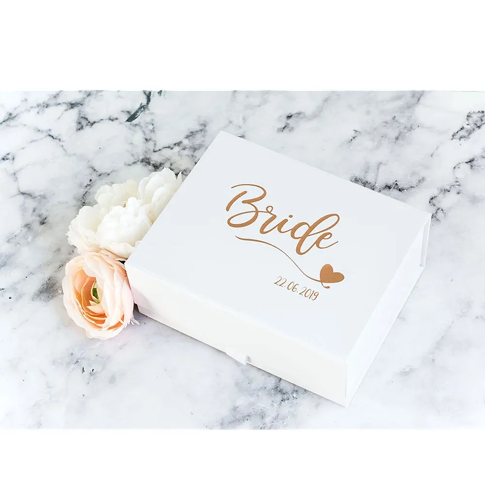 Индивидуальная Подарочная коробка невесты на заказ белая с свадебной датой