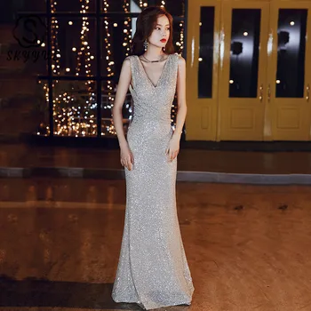 Skyyue Sparkling Sequin Women Party Dresses FR362 V-Neck Sleeveless Robe De Soiree Champagne Mermaid Elegant Evening Dress
Skyyue Sparkling Sequin Women Party Dresses FR362 V-Neck Sleeveless Robe De Soiree Champagne Mermaid Elegant Evening Dress