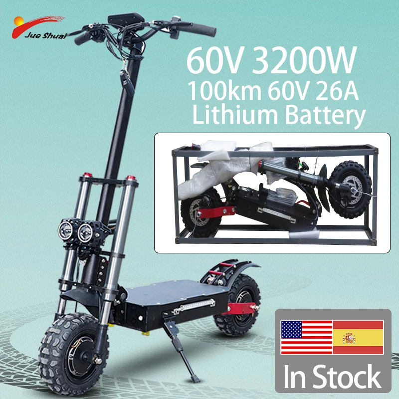 JS Electric Scooter 3200W Dual Motor Kick Scooter for Adults 110KM 36A Battery Off-Road Tire Foldable Trottinette électrique
JS Electric Scooter 3200W Dual Motor Kick Scooter for Adults 110KM 36A Battery Off-Road Tire Foldable Trottinette électrique
