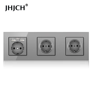 Jhjch 16A EU Standard Wall Socket Crystal Glass Panel Power Outlet Grounded With Child Protective Door Grey
Jhjch 16A EU Standard Wall Socket Crystal Glass Panel Power Outlet Grounded With Child Protective Door Grey
