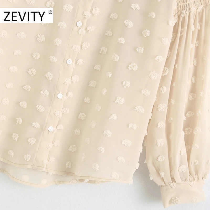 ZEVITY women fashion dot stitching appliques casual smock blouse office ladies lantern sleeve chiffon shirts blusas tops LS7194 ZEVITY women fashion dot stitching appliques casual smock blouse office ladies lantern sleeve chiffon shirts blusas tops LS7194