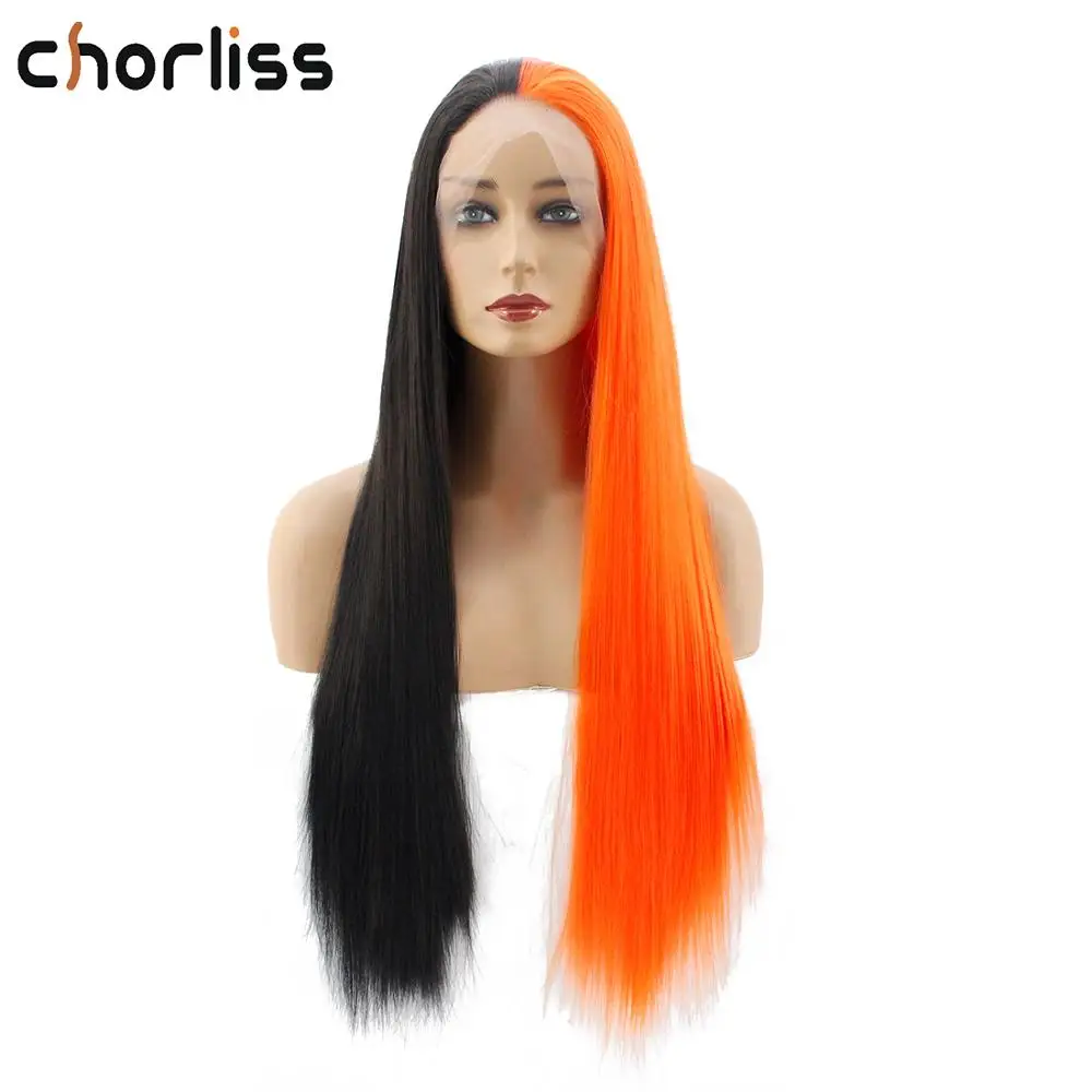Chorliss 24" Synthetic Lace Wigs For Women Wigs Synthetic Lace Front Wigs Double Color Long Straight Cosplay Wigs Black Orange 
Chorliss 24" Synthetic Lace Wigs For Women Wigs Synthetic Lace Front Wigs Double Color Long Straight Cosplay Wigs Black Orange