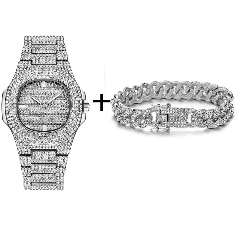 Necklace +Watch+Bracelet Hip Hop Miami Curb Cuban Chain Gold Silver Iced Out Paved Rhinestones CZ Bling Rapper For Men Jewelry
Necklace +Watch+Bracelet Hip Hop Miami Curb Cuban Chain Gold Silver Iced Out Paved Rhinestones CZ Bling Rapper For Men Jewelry