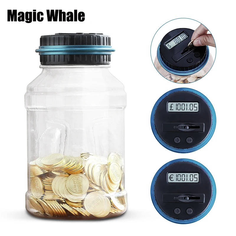 1.8L Piggy Bank Digital Coin Counter LCD Counting Coin Electronic Money Box Jar Storage Box Birthday Gift
1.8L Piggy Bank Digital Coin Counter LCD Counting Coin Electronic Money Box Jar Storage Box Birthday Gift