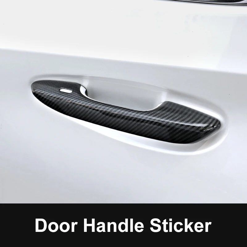 

QHCP ABS Door Handle Cover Trim Carbon Fiber Style Car Exterior Door Handle Frame Sticker 4Pcs/Set Fit For Lexus UX200 260H 2019