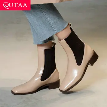 QUTAA 2021 Square Toe Quality Cow Leather Cloth Ankle Boots Autumn Winter Fashion Square Heel Slip On Women Shoes Size 34-39 
QUTAA 2021 Square Toe Quality Cow Leather Cloth Ankle Boots Autumn Winter Fashion Square Heel Slip On Women Shoes Size 34-39