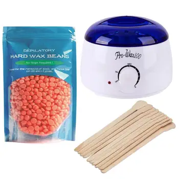 

Wax Heater Machine Waxing Warmer 100g Wax Beans With Sticks Hair Removal Sets US EU Plug Bikini Hair Removal Hot Wax Heater