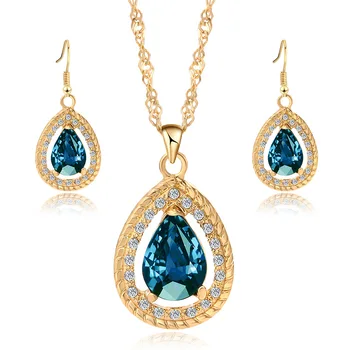 CSHOU112 women trend Bride Jewelry Set Crystal Water Drop Pendant Necklace Earrings Set 
CSHOU112 women trend Bride Jewelry Set Crystal Water Drop Pendant Necklace Earrings Set