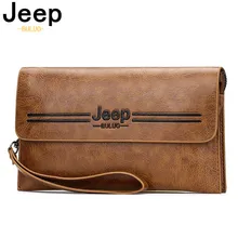 

JEEP BULUO Brand Clutches Bags Men's Handbag For Phone High Quality PU Black Pen Wallets Male Long Brown Card Slots New Bag