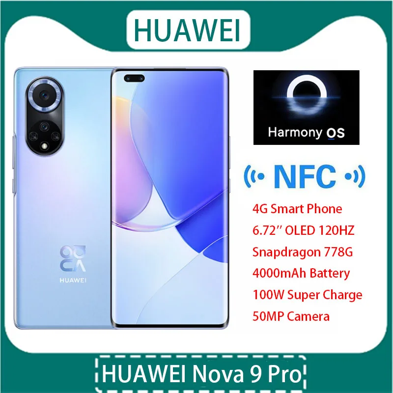 Фото Смартфон HUAWEI Nova 9 Pro 4G гармониос 2 0 6 72 дюйма OLED 120 Гц Snapdragon 778G аккумулятор 4000 мАч 100