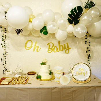 Gold Baby Shower Decor Oh Baby Printed Disposable Tableware Set Paper Plate/Cups/Banner/Napkins Gender Reveal Party Supplies
Gold Baby Shower Decor Oh Baby Printed Disposable Tableware Set Paper Plate/Cups/Banner/Napkins Gender Reveal Party Supplies