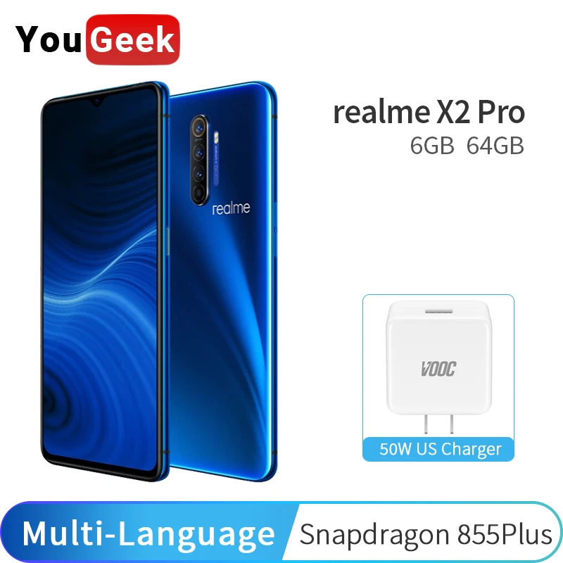 Realme X2 Pro X 2 6 Гб 64 5 ''мобильный телефон Snapdragon 855 Plus мегапиксельная
