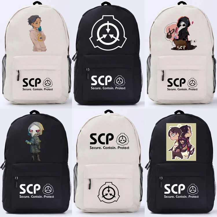 

Dibujos Animados SCP seguro contiene proteger la base mochila bolsa escuela bolsas viaje portátil bolso viaje adolescentes regalo