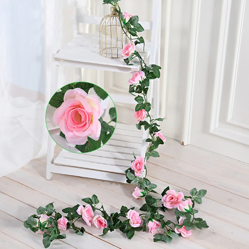 2.3M 11Heads Fake Silk Roses Ivy Vine Artificial Flowers with Green Leaves For Home Wedding Decoration Hanging Garland Decor P10
2.3M 11Heads Fake Silk Roses Ivy Vine Artificial Flowers with Green Leaves For Home Wedding Decoration Hanging Garland Decor P10