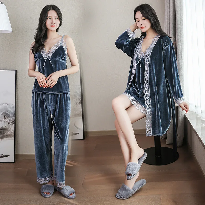 Tulin Fashion 4 Pieces Pajamas Set Casual Women Sleepwear Bathrobe Gown Autumn New Pyjamas Intimate Lingerie Soft Home Clothes
Tulin Fashion 4 Pieces Pajamas Set Casual Women Sleepwear Bathrobe Gown Autumn New Pyjamas Intimate Lingerie Soft Home Clothes