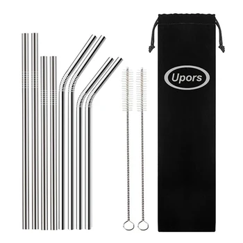 UPORS 8Pcs/Set Reusable Metal Straws with Cleaning Brush Eco Friendly Stainless Steel Drinking Straws for Party Bar Accessories 
UPORS 8Pcs/Set Reusable Metal Straws with Cleaning Brush Eco Friendly Stainless Steel Drinking Straws for Party Bar Accessories