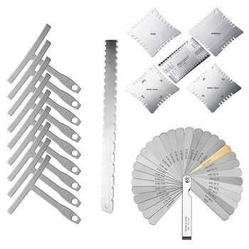Guitar Measuring Luthier Tool 9 Understring Radius Gauge + 32 Blades Feeler Gauge Dual + String Action Gauge Ruler + Notched Rad
Guitar Measuring Luthier Tool 9 Understring Radius Gauge + 32 Blades Feeler Gauge Dual + String Action Gauge Ruler + Notched Rad