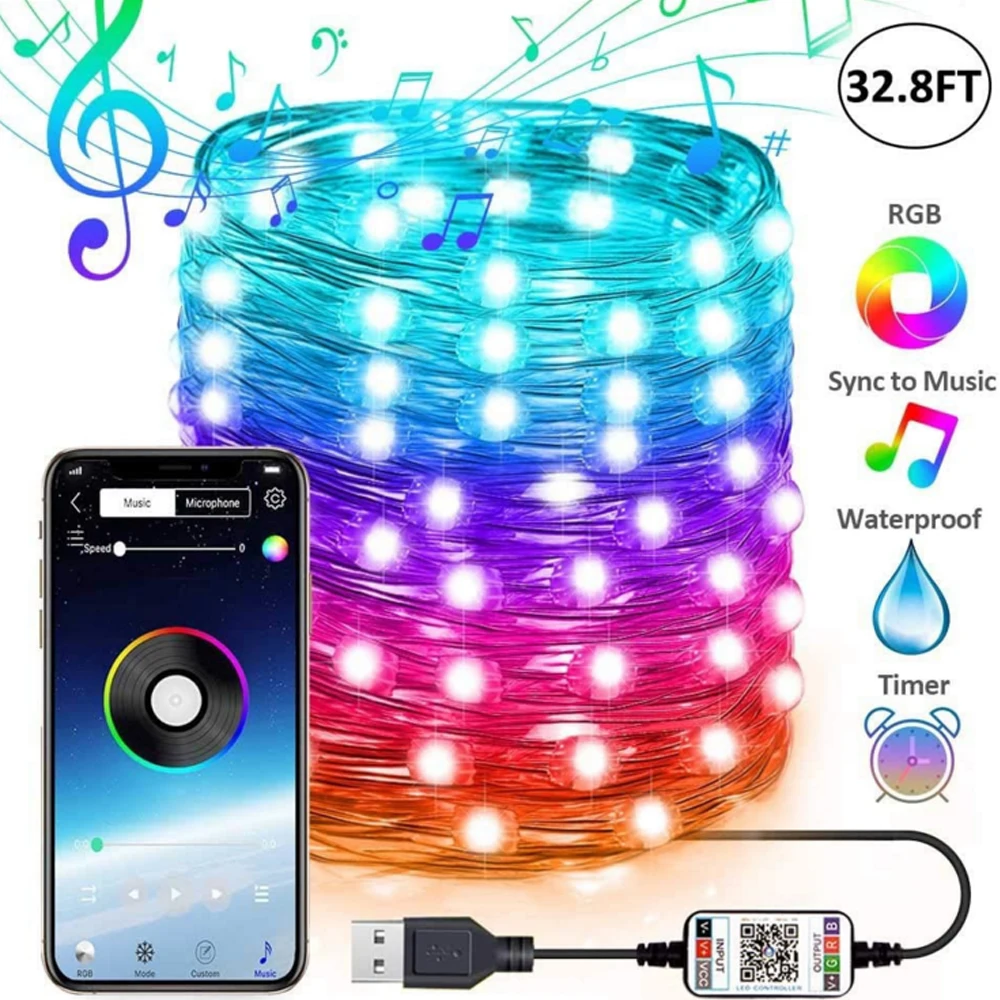 Christmas LED String Fairy Light RGB Bluetooth APP Remote Control 5V USB Copper Wire Strings 5m 10m 15m 20m Xmas Decoration New
Christmas LED String Fairy Light RGB Bluetooth APP Remote Control 5V USB Copper Wire Strings 5m 10m 15m 20m Xmas Decoration New