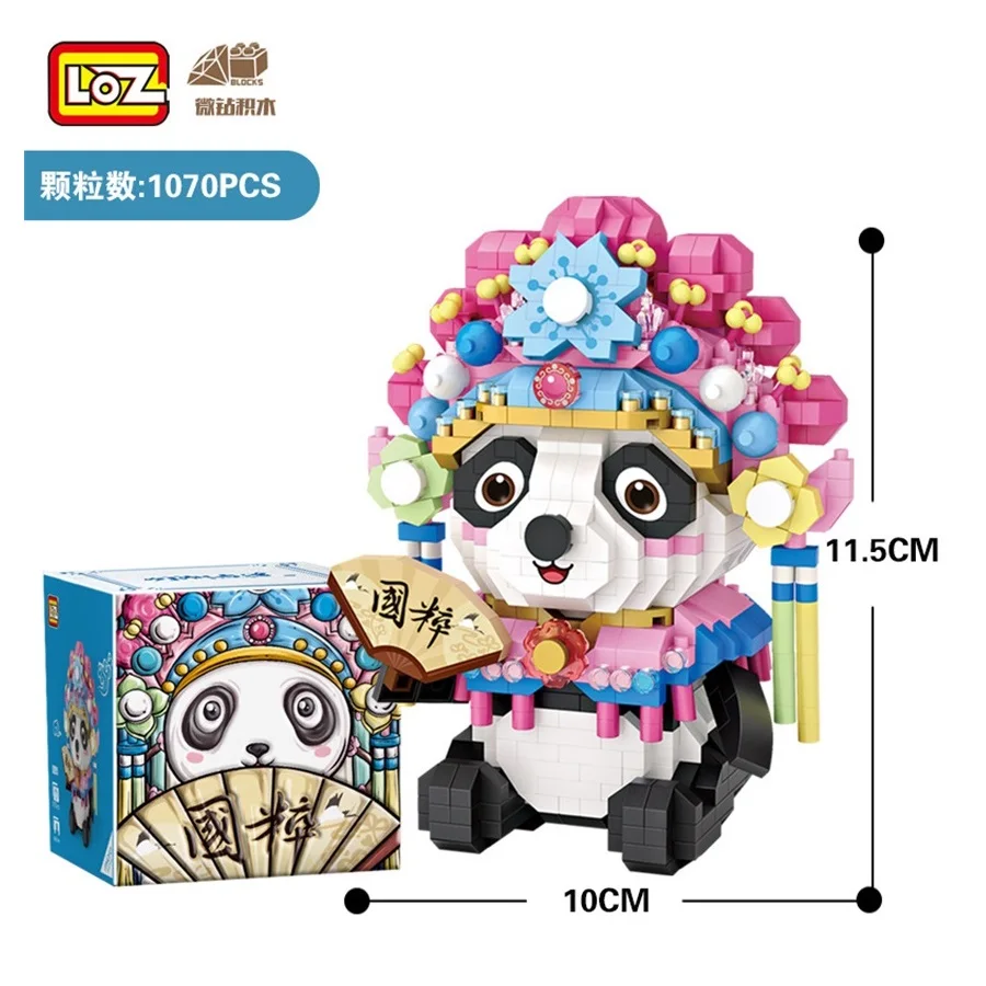 

1070PCS LOZ Mini Blocks Chinese Panda Cartoon Auction Figure Bricks for Girls Gifts Cute Doll Children Toy Kids Fun Present 9265