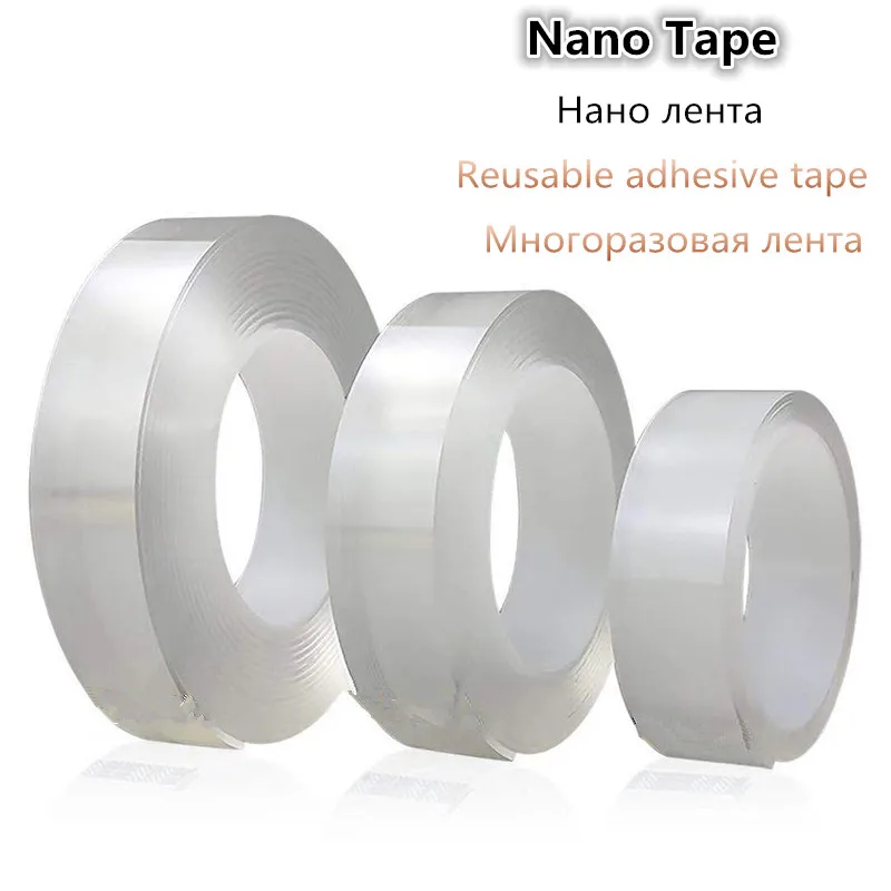 

1 Roll Reusable Transparent Double-sided Tape Can Washed Acrylic Fixing Tape Nano tape No Trace Magic Car Double-sided Tape