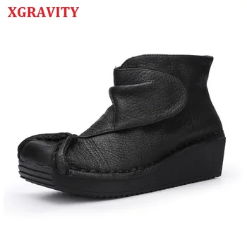 XGRAVITY High Quality Women Ankle Shoes Cow Genuine Leather Fashion Ladies Leisure Boots Woman Short Heel Wedge Shoes S081
XGRAVITY High Quality Women Ankle Shoes Cow Genuine Leather Fashion Ladies Leisure Boots Woman Short Heel Wedge Shoes S081